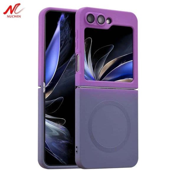 Luxury Gradient Case Galaxy Z Flip 5 4 3 Soft Silicone Magnetic Charging Cover for Samsung ZFlip 6 7