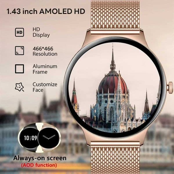 For New tra Slim AMOLED Smart Watch Wen Sn Always Display Time Rate BT Calling High-end Fashion SmartwatchJ260601