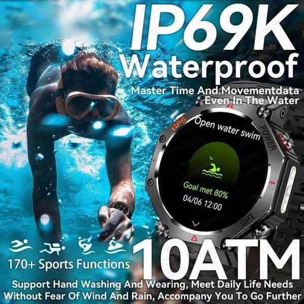 T-Rex 3 tra Military Grade GPS Smart Watch 10ATM Waterproof Cpass Altimeter Baretric AMOLED Men HD Call Sports SmartwatchJ260601
