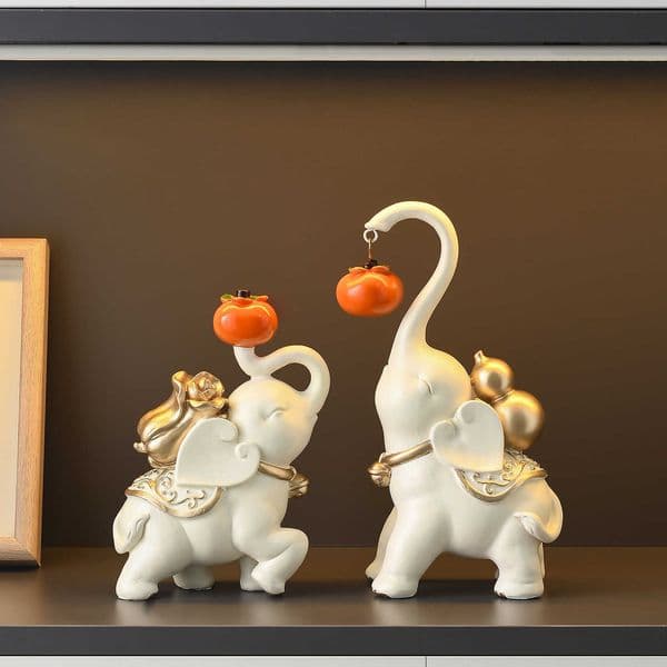 Persimmon-shaped elephant ornament light luxury high-end living room decoration fortune-bringing TV cabinet and wine cabinet ornament new home giftL260529