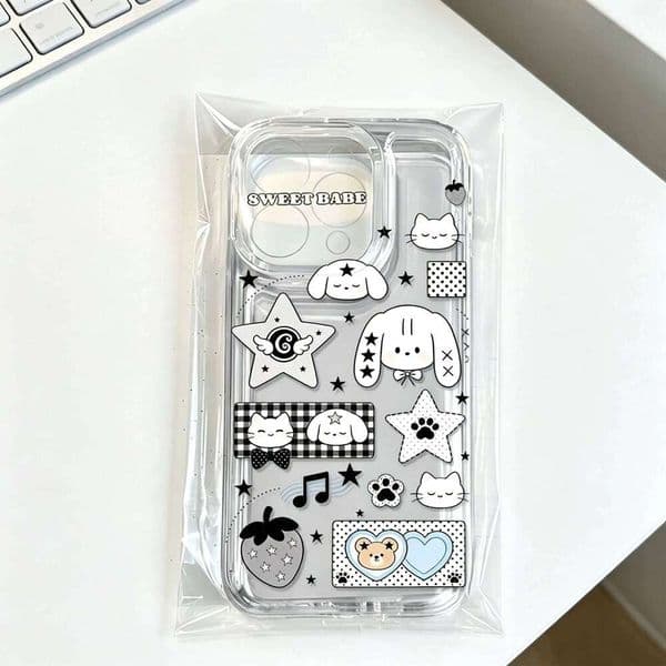 Korean Style White Bunny Phone Case For iPhone 16 15 14 13 12 11 Pro Max 17 Air XSMax XS XR X Mini 7 8 Plus Soft Back Cover
