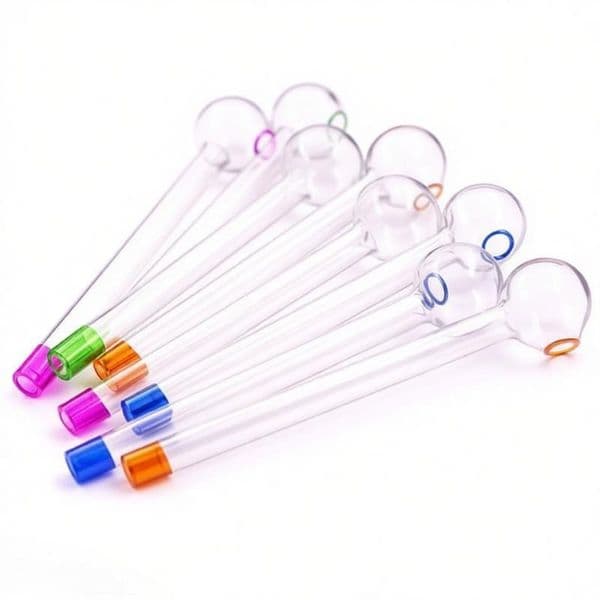 Cheap Travel 10cm Colorful Thick Heady Bubbler Glass oil burner Pipe Portable Glass hand straw tube nails Pipes For Smoking