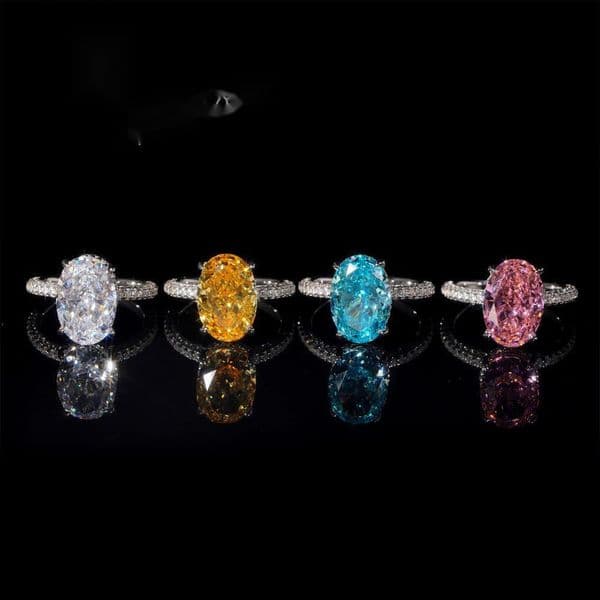 Fashion Wholesale Jewelry 14X9.5MM 925 Sterling Silver Cubic Shine Moissanite Engagement Ring for Women