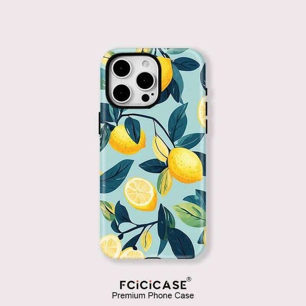 Leaves Lemon Pattern Case for iPhone 16 15 14 13 12 11 Pro Max Plus For Magsafe 2 IN 1 Magnetic Cover W260601