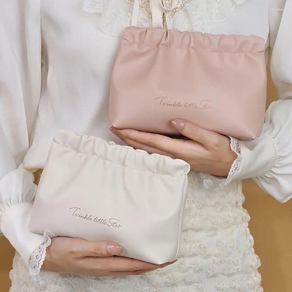 Cosmetic Bags Pleated Makeup Bag Convenient Toiletry And Lipstick Storage