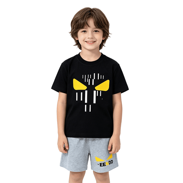Cartoon Graphic Kids Two Piece Outfit Short Sleeve T Shirt Shorts Set Cotton Soft Breathable Casual Suit For Boys Girls Size 90-150 Daily Children Streetwear