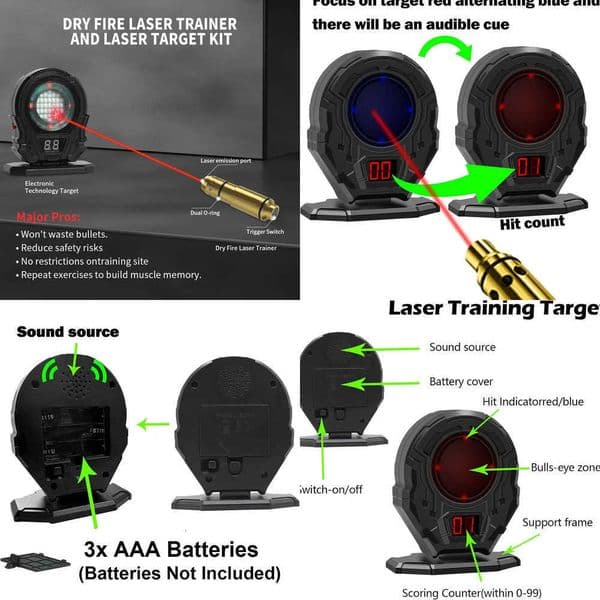 Fire Laser Training Target Reactive Counting Laser Shooting Target Electronic Scoring Target For Shooting Practice TrainerX X260529