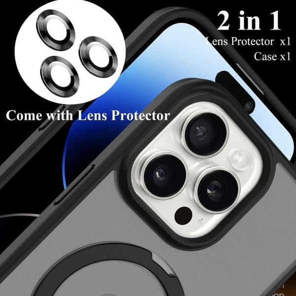Phone Magnetic Mobile Case with Ring Stand for iPhone 17 16 15 14 Pro Max Plus 13 12 11 Cases Translucent Cover with Protector Z260601