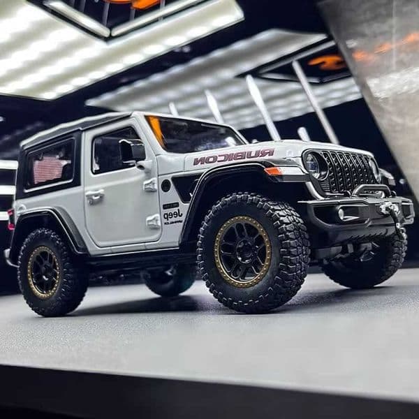 124 Jeeps Wrangler Rubicon Alloy Car Model Simulation Diecasts Metal Off-road Vehicles Car Model Sound and Light Kids Toys Gift L260601