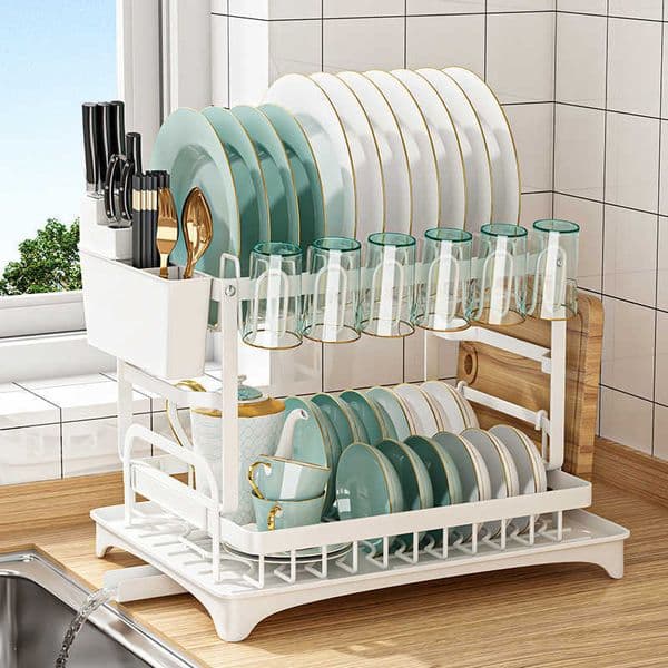 rack dish Bowl rack drain rack iron art double layer dish rack kitchen storage rack bowls chopsticks and dishes storage rackL260601
