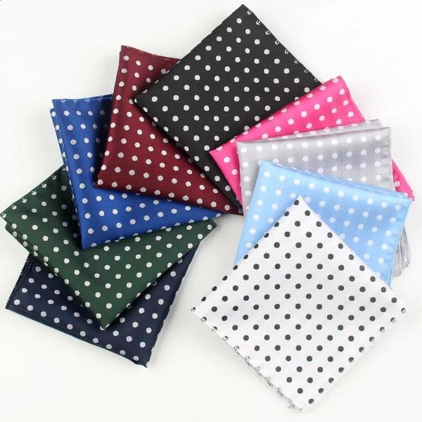 23cm Polka Dot Pocket Square Mens Polyester Soft Handkerchief Business Formal Scarf Towel Wedding Hosting Banquet Chest 260530