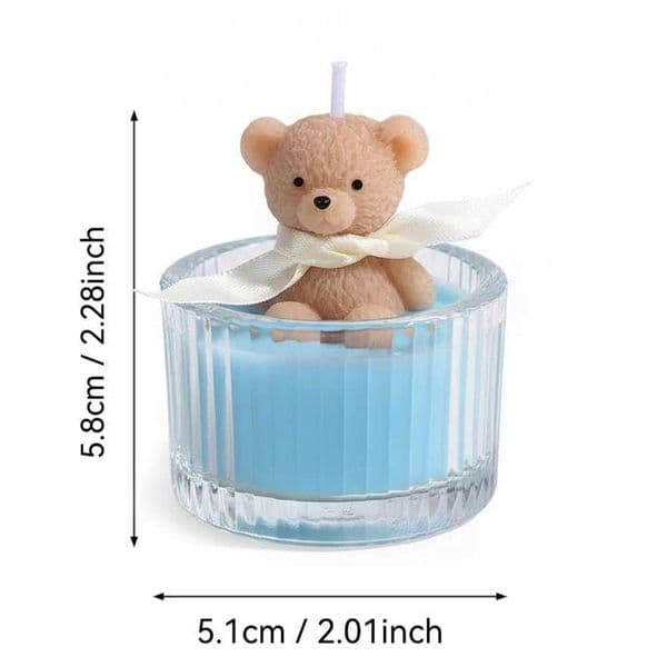 Scented Luxury Teddy Bear Soy Candle in Glass Jar with Ribbon Creamy Pastel Gifts for Women Bridal Shower Holiday Favors C260530