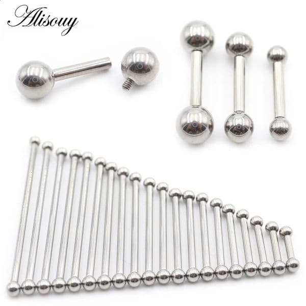 Alisouy 1PC G23 Internal Thread Ball Piercing Straight Long Industrial Barbell Tongue Nipple Ring Ear Tragus Helix Stud 260601