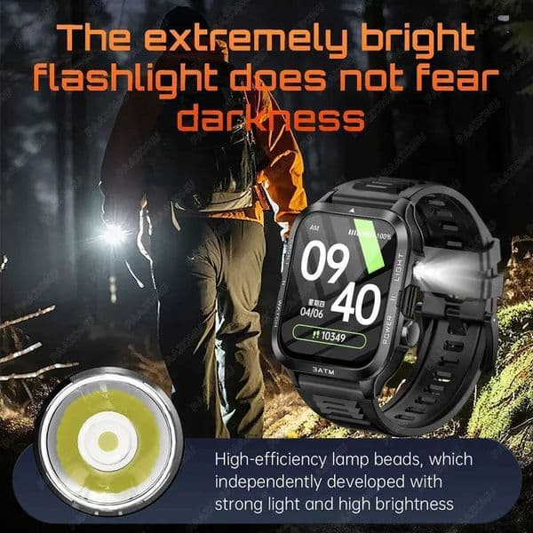 2026New Smartwatch 880MAH tra Battery 196HD sn GPS 3ATM Waterproof Call Health Monitor Flashlight Smart WatchJ260601