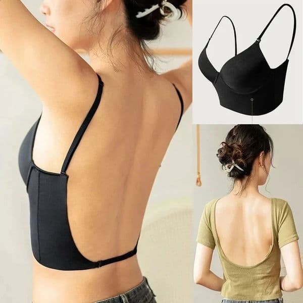 Women Invisible Bra Deep U Plunge Bras Backless Top for Dresses Sexy Lingerie with Transparent Strap Push Up Strapless Underwea 260530