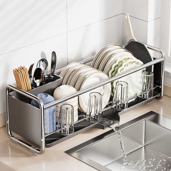 Bowl Narrow Edge and Plate Draining Rack Super Slim Edge Dish Rack for Storing Bowls Plates and Cutlery Kitchen Sink OrganizerL260601