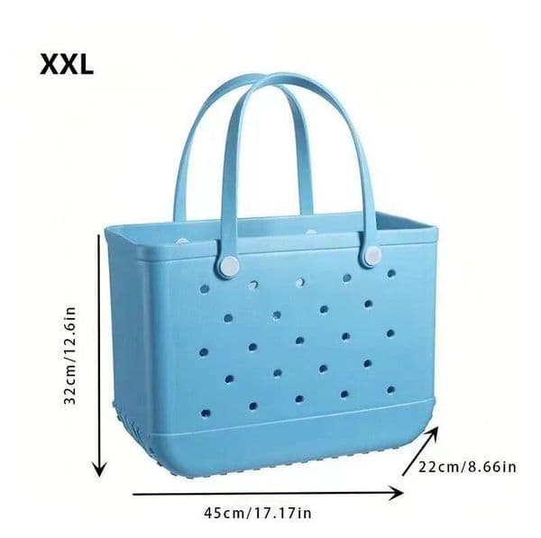 Solid Color Pool Totes: Durable Siliconized Fabric Shopping Basket for Outdoor Activities