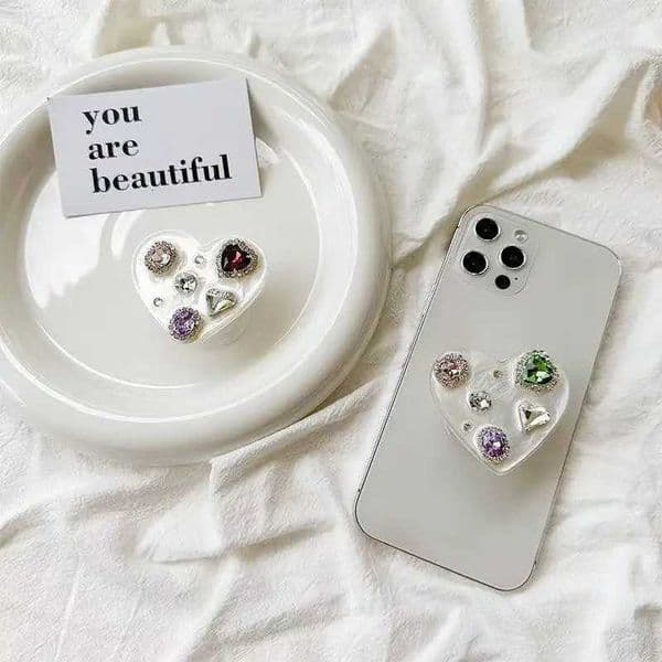 -shaped diamond INS inlaid holder phone grip Tok grip Tok holder for accessoriesJ260601