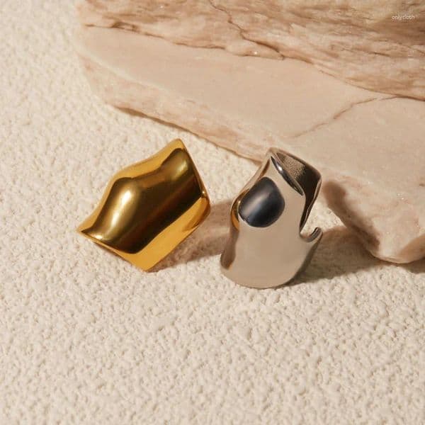 Backs Earrings SandShine Stainless Steel Metal Smooth Ear Clip For Women Minimalist Gold Color C-Shaped Geometric Piercing Cuff Jewelry