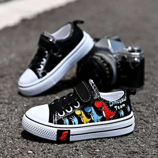 Children Casual Boys Canvas Kids Sneakers Cartoon Dinosaur Dino Fashion Classic School Students Girls Shoes Soft New 26Y0601