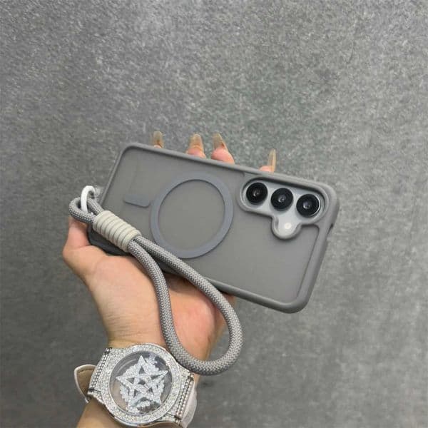 Hand Matte Magnetic Wrist Strap Case for Galaxy S26 S25 Ultra S24 Plus S23 FE A56 A55 A16 A54 A35 A15 Lanyard Slim Cover Z260601