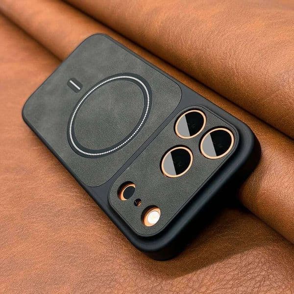 Luxury Artificial Leather Matte Magnetic Phone Cases IPhone 13 14 15 16 17 17air Pro Max for Magsafe Wireless Charging Cover W260601