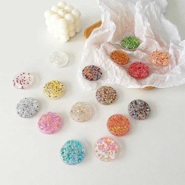 Sequin Glitter Round Minimalist Phone Air Cushion Stand with Adhesive and Extendable for Iphone Grip Tok Bracket HolderJ260601