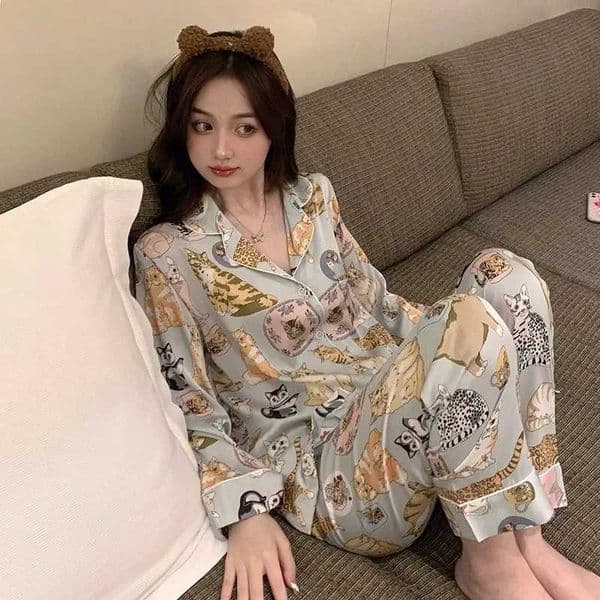 Large Size cartoon Sleepwear Loungewear Women Autumn and Winter Pajamas ladies Long Sleeve Long Trousers nightwear HomeWear 2pcs L260525