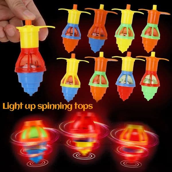 51020pcs LED Light Up Spinning Tops Glow Rotating Gyro Kids Birthday Party Favors Pinata Filler Toys Boy Girl Christmas Gifts 260601