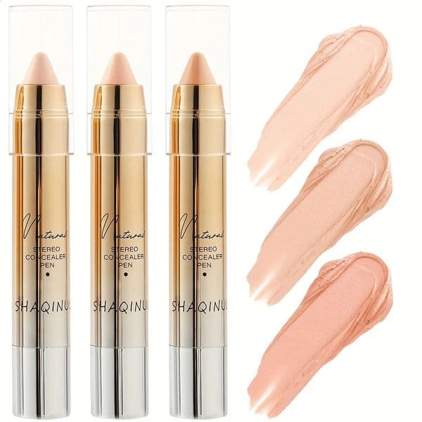 Natural Stereo Concealer Pen-Under Eye Blemish Coverage Sweat Waterproof Smooth Texture Portable for Beginners Finish 260521