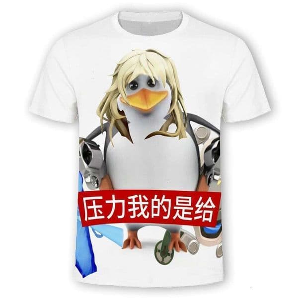 Cross-Border Foreign Trade Fearless Contract Penguin 3D Printed Funny Abstract Team Uniform Short-Sleeve Round-Neck T-Shirt Direct From Manufacturer A46