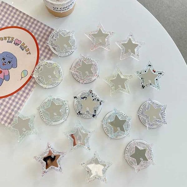 Glitter Star Y2K Mirror Universal Magnetic Holder Lazy Bracket Phone Griptok Stand For iPhone Smart Tok With Iron RingJ260601
