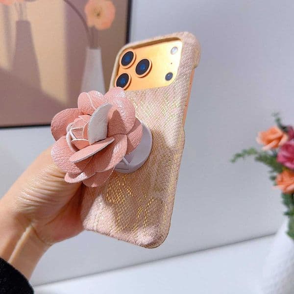 leather Luxury PU Folding flower bracket Case for iPhone 17 16 15 14 Phone Cover 17 13 12 11 Pro MAX Hard Shockproof Back FundaJ260601