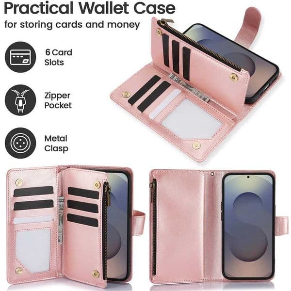Strap Zipper Wrist Cards Solt Wallet Leather Phone Case for Galaxy S26 S25 Ultra S24 S23 Plus A57 A37 A17 A07 A56 Cover Z260601