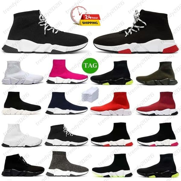 high quality Designer socks Casual shoes Platform men woman shiny knit speed trainers 1.0 2.0 runners sneaker sock shoe mens womens speeds booties paris