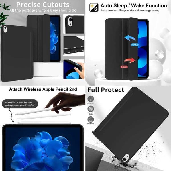 For iPad Air 4/5/6/7 Soft Silicone CaseFor iPad 4th 5th 6th 7th Generation 2020 2022 2024 2025 PU Leather Flip Smart Cover X260529