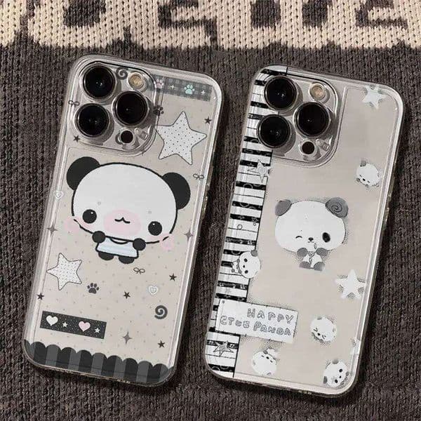 Cute Piano Keys Panda Phone Case For iPhone Air 16 15 14 13 12 11 17 Pro Max XSMax XS XR X Mini 7 8 Plus Cartoon Soft Cover