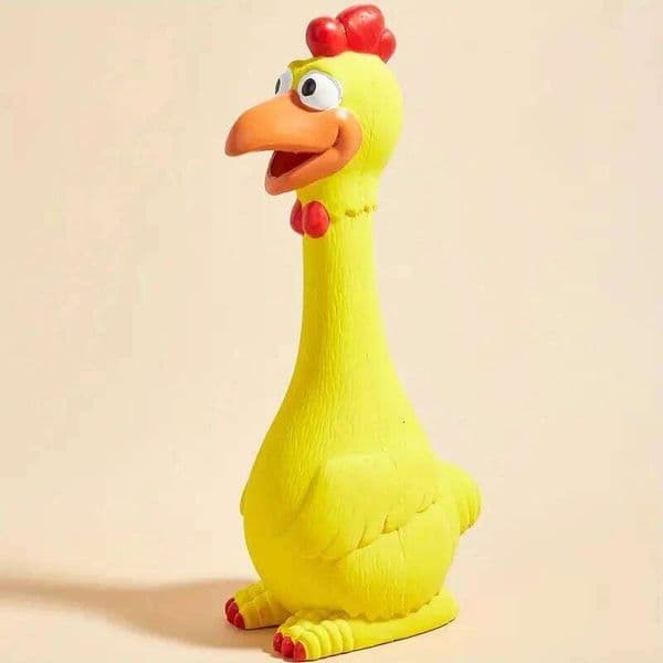 Large Cartoon Latex Screaming Chicken Duck Dog Chew Toy - Durable Natural Rubber Construction, Squeaker for Teeth Grinding 26L0601