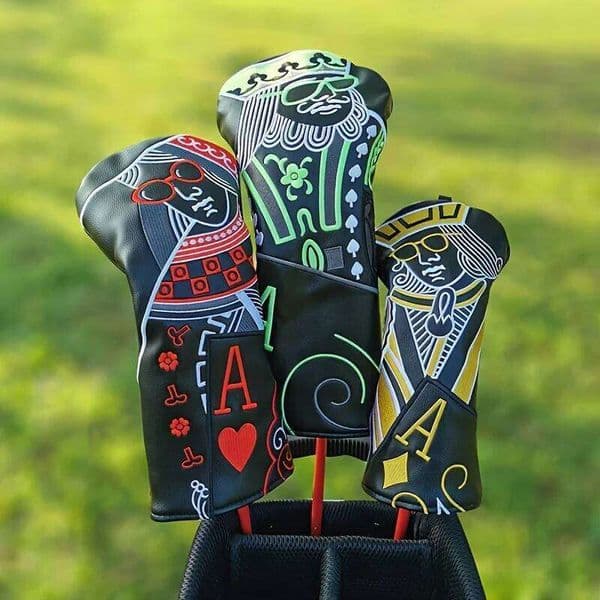 Poker JQK Embroidered Golf For Hybrid Driver Fairway WoodGolf Club Iron Head Covers With Magnetic Buckle 26L0601