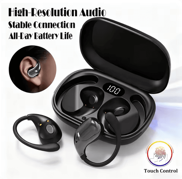 Bluetooth 5.4 Ear Hook Headphones TWS Wireless Earphones HiFi Stereo Waterproof Headsets LED Display Long Standby Touch Earbuds