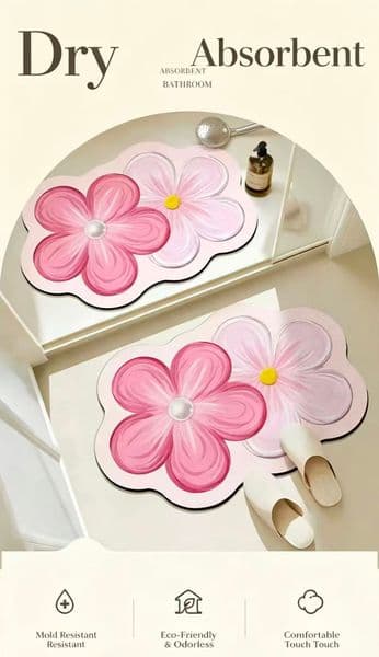 Cream Style Irregular Bathroom Rug, Simple Anti-slip Water-absorbent Foot Mat, Dirt-resistant Floor Carpet for Bathroom Door