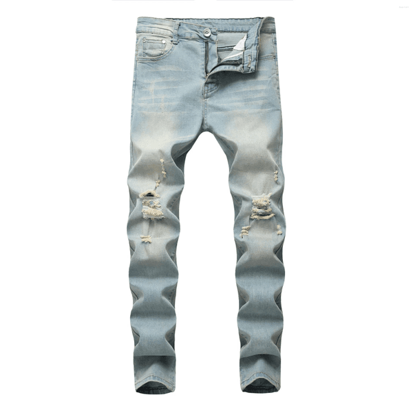 Men's Jeans Skinny Men Denim Pant Punk Street Style Ripped Vintage Wash Trouser Mens Casual Slim Fit Pencil Holes Pants 2026