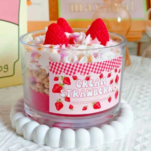 Handmade Fruit Cream Cup Scented Candle Set - Strawberry Blueberry Banana Fragrance Ornament Gift C260530