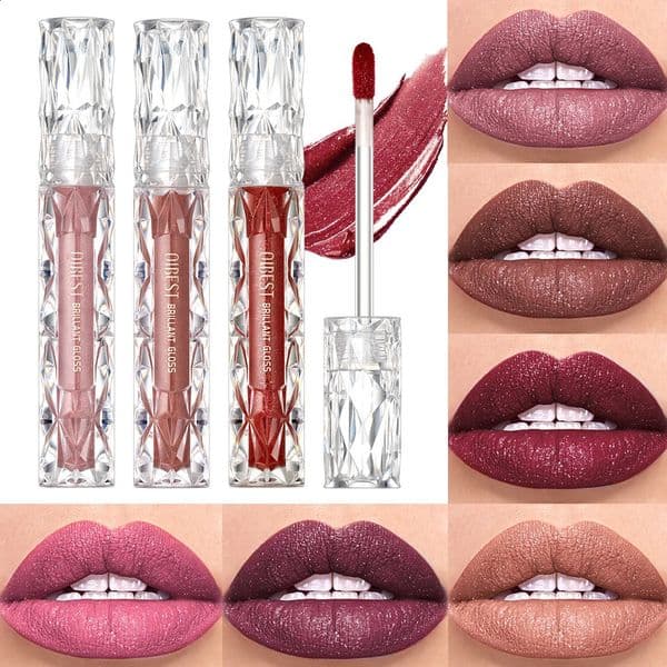 QI Waterproof Diamond Shimmer Glitter Lipgloss Matte Liquid Lipstick Shiny Pearl Lip Glaze Long Lasting LipTint Women Makeup 260601