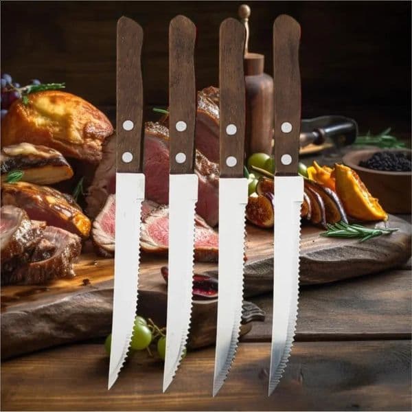 Kitchen knife sawtoothshaped thinedged steak wooden handle stainless steel table set cutting fruit 260601