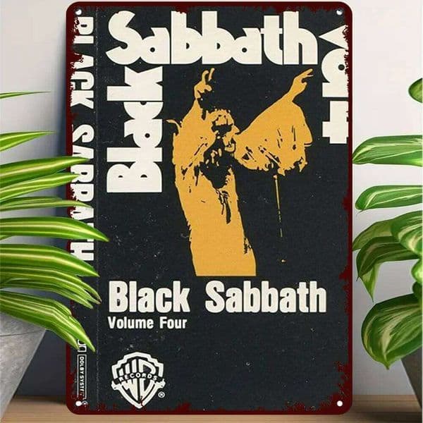 'Volume Four' Vintage Tin Sign Black Sabbath Waterproof Wall Art - Vertical Album Poster with Hanging Rope/Chain 26L0601