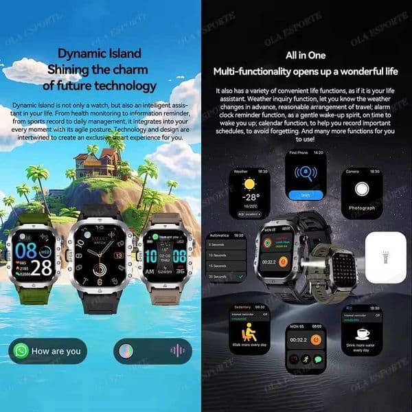2026 New Rugged Military Smart Watches Men Call Health Monitoring AI Vo Sport Waterproof Smartwatch For Android MenJ260601