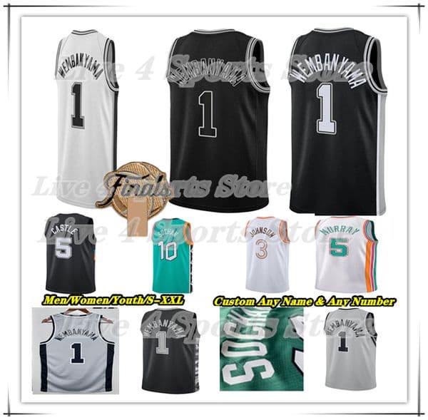 Printed San Anton Spur Victor Wembanyama Basketball Jersey Stephon Castle De Aaron Fox Dylan Harper Devin Vassell Julian Champagnie Keldon Johnson Men Youth