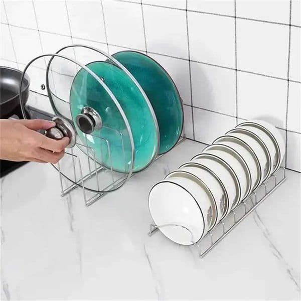 Dish Kitchen Bowl Organizer Stainless Steel Dish Holder Home Cutlery Dishes Pot Lid Rack Household Dish Rack Kitchen AccessoriesL260601YPA6