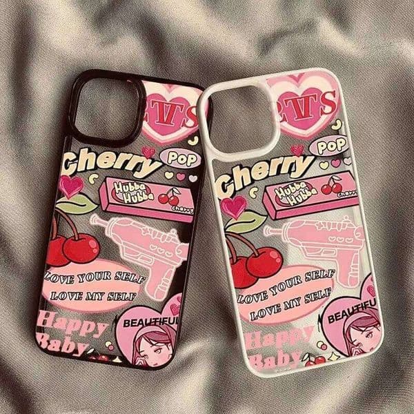 Sweet Retro Cherry Girls Phone Case For Samsung Galaxy A06 S25 S23 S22 Ultra S24 FE A16 A54 A35 A15 A55 A52 A34 5G Cover